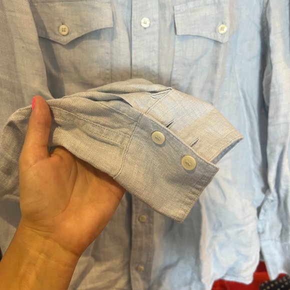Banana Republic Linen Western Shirt, Light Blue, Large - Picture 7 of 7